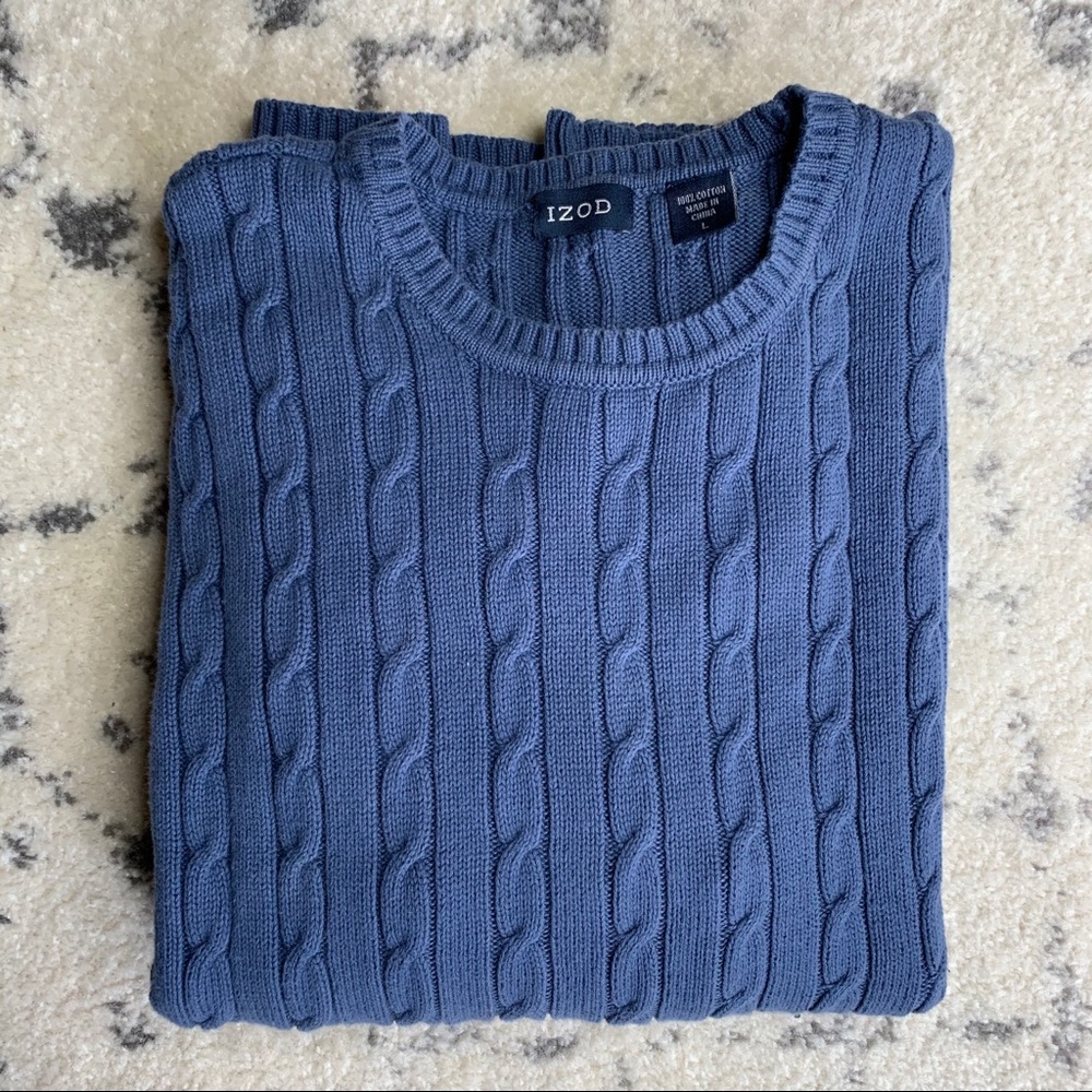 IZOD Cable Knit Light Blue Sweater